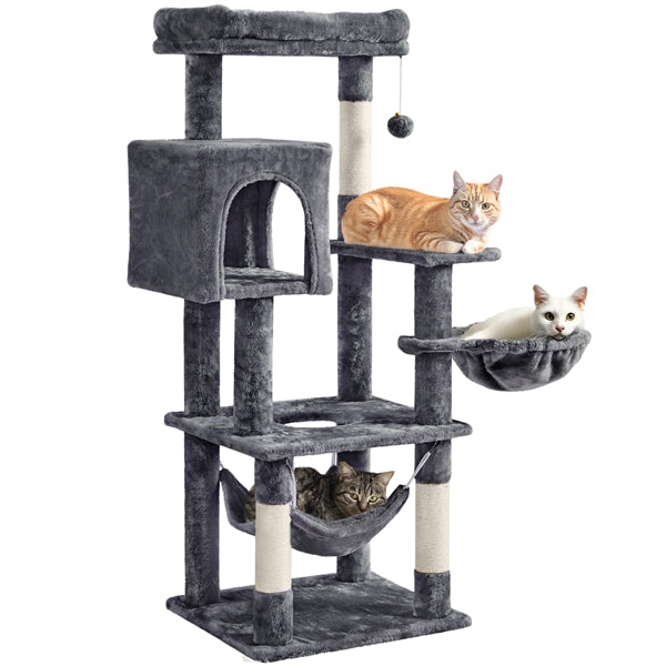 Multilevel Medium Cat Tree Plush Cat Tower with Sisal Scratching Posts