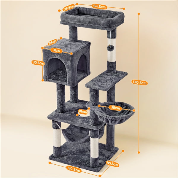 Multilevel Medium Cat Tree Plush Cat Tower with Sisal Scratching Posts