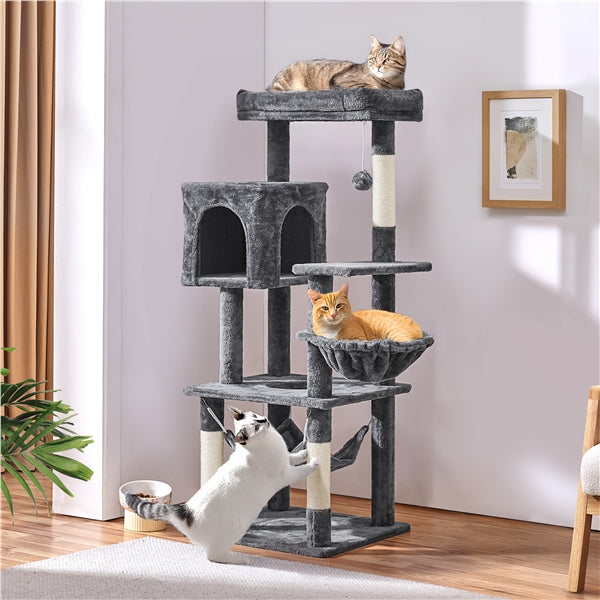 Multilevel Medium Cat Tree Plush Cat Tower with Sisal Scratching Posts