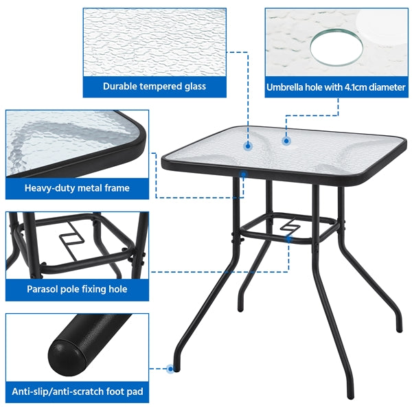 27.5'' Outdoor Coffee Table Patio Square Bistro Table