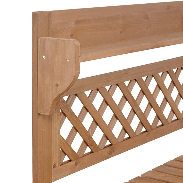 Rolling Garden Potting Bench Outdoor Planting Table Wooden Work Station Table