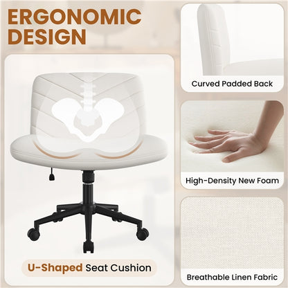 Fabric Swivel Desk Chair Cross Legged Office Chair Vanity chair Nail chair