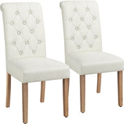 2x Classic Fabric Upholstered Dining Chairs Armless High Back Kitchen Chairs