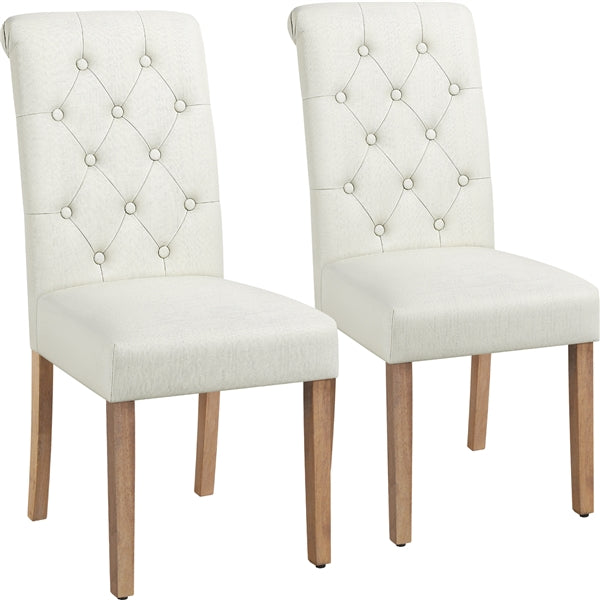 2x Classic Fabric Upholstered Dining Chairs Armless High Back Kitchen Chairs