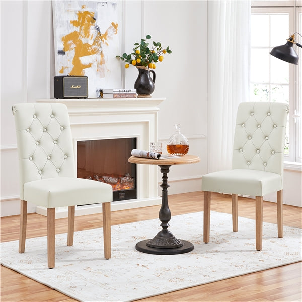 2x Classic Fabric Upholstered Dining Chairs Armless High Back Kitchen Chairs