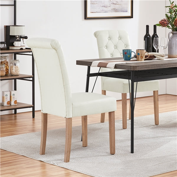2x Classic Fabric Upholstered Dining Chairs Armless High Back Kitchen Chairs