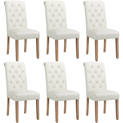 6x Classic Upholstered Dining Chairs High Back Kitchen Chairs