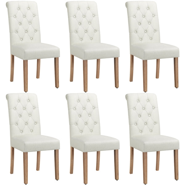 6x Classic Upholstered Dining Chairs High Back Kitchen Chairs