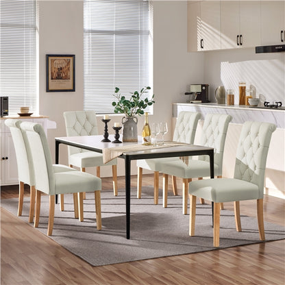 6x Classic Upholstered Dining Chairs High Back Kitchen Chairs