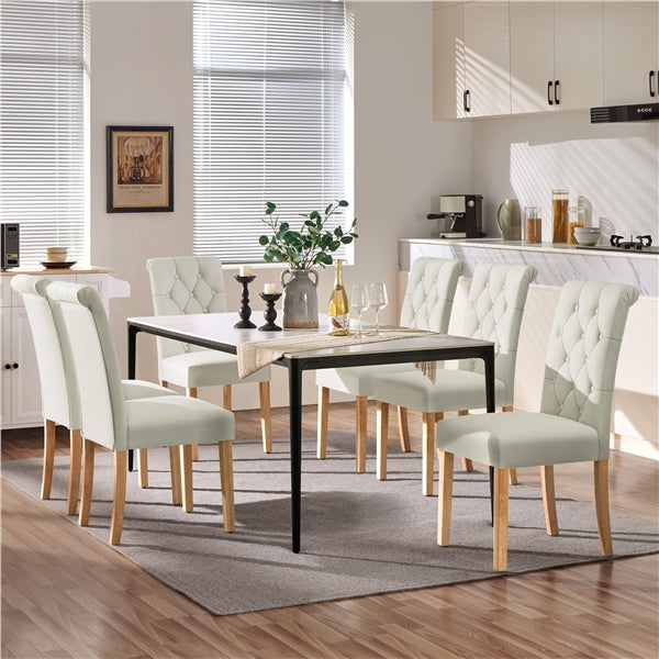 6x Classic Upholstered Dining Chairs High Back Kitchen Chairs