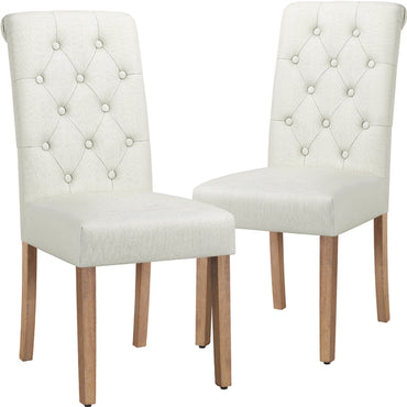 2x Classic Fabric Upholstered Dining Chairs Armless High Back Kitchen Chairs