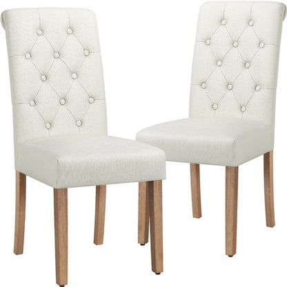 2x Classic Fabric Upholstered Dining Chairs Armless High Back Kitchen Chairs