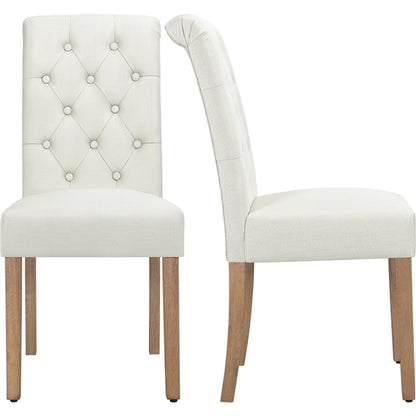 2x Classic Fabric Upholstered Dining Chairs Armless High Back Kitchen Chairs