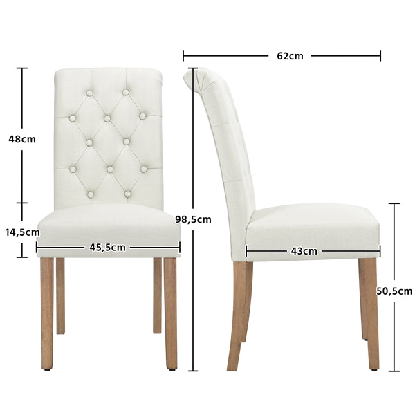 2x Classic Fabric Upholstered Dining Chairs Armless High Back Kitchen Chairs