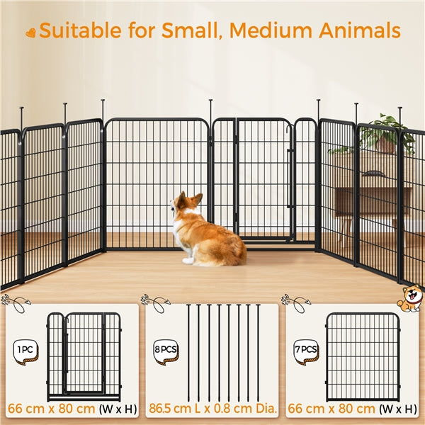 8-Panel Foldable Metal Pet Playpen with Door Indoor & Outdoor Dog Fence
