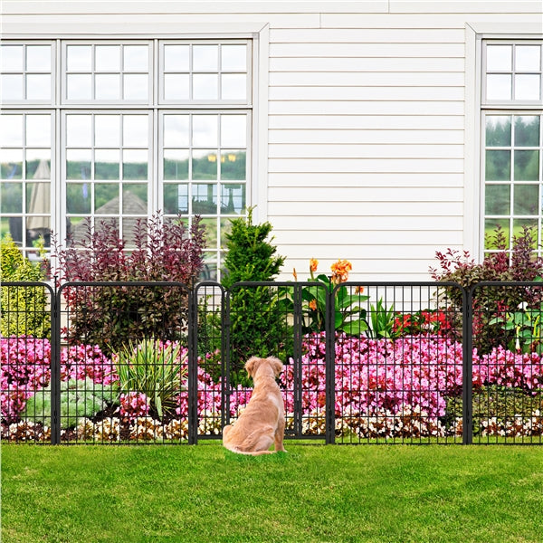 8-Panel Foldable Metal Pet Playpen with Door Indoor & Outdoor Dog Fence