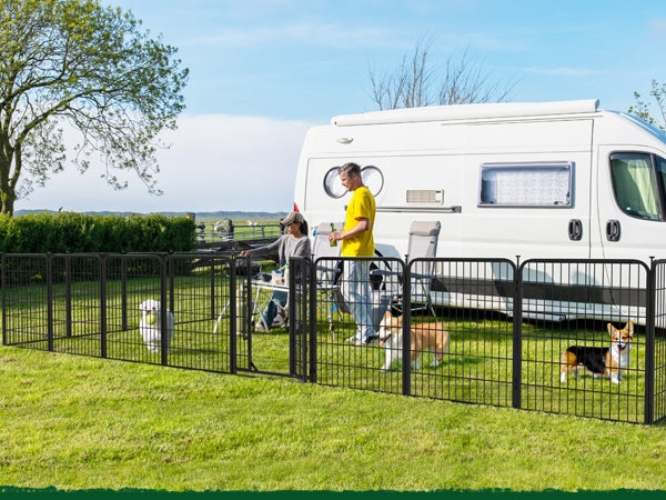 8-Panel Foldable Metal Pet Playpen with Door Indoor & Outdoor Dog Fence