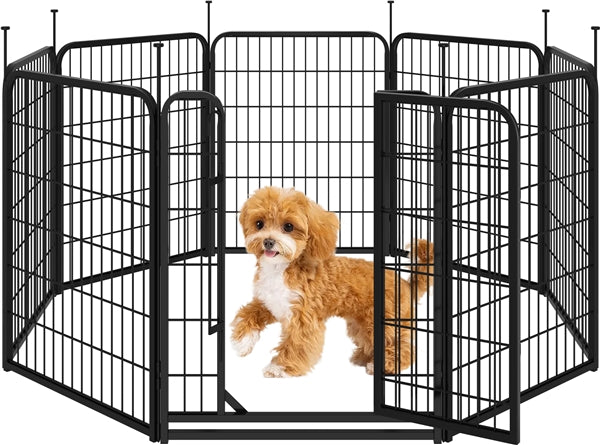 8-Panel Foldable Metal Pet Playpen with Door Indoor & Outdoor Dog Fence