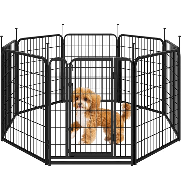 8-Panel Foldable Metal Pet Playpen with Door Indoor & Outdoor Dog Fence