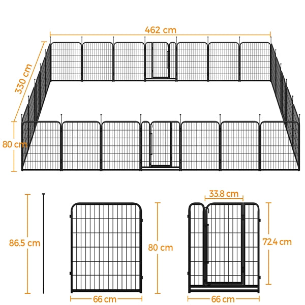 Yaheetech 24-Panel Dog Playpen Panels Puppy Playpen Metal Pet Fence with Door