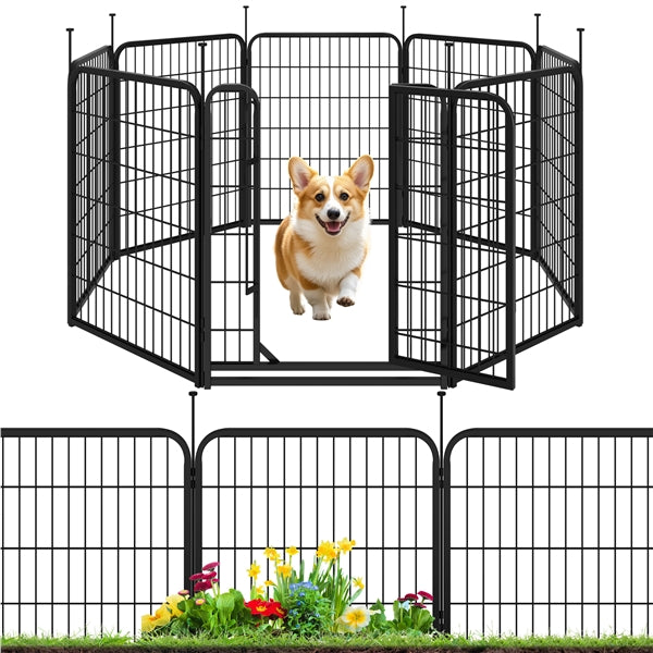 8-Panel Foldable Metal Pet Playpen with Door Indoor & Outdoor Dog Fence