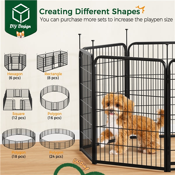 8-Panel Foldable Metal Pet Playpen with Door Indoor & Outdoor Dog Fence
