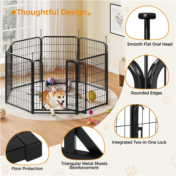 8-Panel Foldable Metal Pet Playpen with Door Indoor & Outdoor Dog Fence
