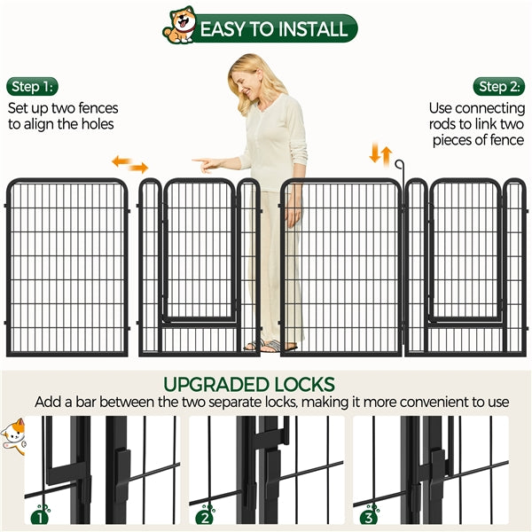 Set of 2 - 100cm Tall Dog Playpen Panels Dog Pen Dog Fence