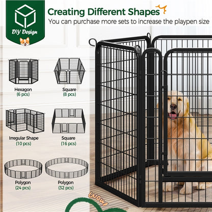 Set of 2 - 100cm Tall Dog Playpen Panels Dog Pen Dog Fence