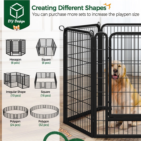 Set of 2 - 100cm Tall Dog Playpen Panels Dog Pen Dog Fence