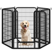 40"/100cm Dog Playpen Panels, Black Steel Fence w/Door, Heavy Duty Exercise Pen
