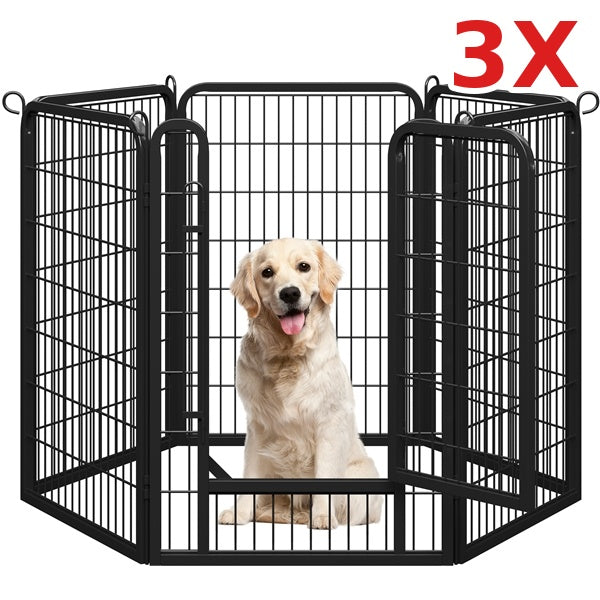 40"/100cm Dog Playpen Panels, Black Steel Fence w/Door, Heavy Duty Exercise Pen