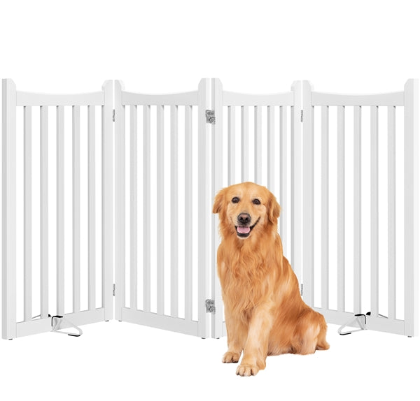 36″ Tall Freestanding Wooden Fence Four-Panel Pet Puppy Fence