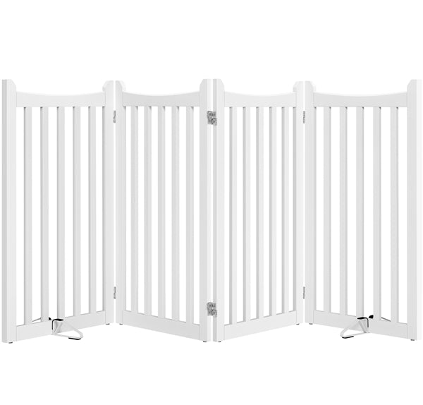 36″ Tall Freestanding Wooden Fence Four-Panel Pet Puppy Fence