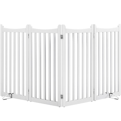 36″ Tall Freestanding Wooden Fence Four-Panel Pet Puppy Fence