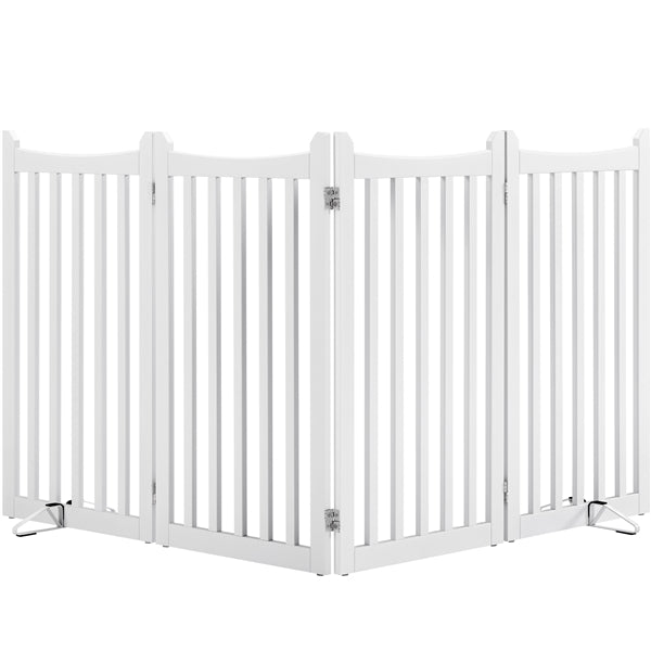 36″ Tall Freestanding Wooden Fence Four-Panel Pet Puppy Fence