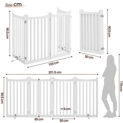36″ Tall Freestanding Wooden Fence Four-Panel Pet Puppy Fence