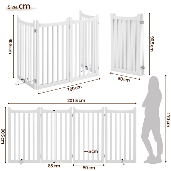 36″ Tall Freestanding Wooden Fence Four-Panel Pet Puppy Fence