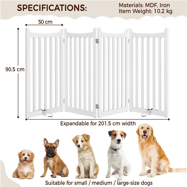 36″ Tall Freestanding Wooden Fence Four-Panel Pet Puppy Fence