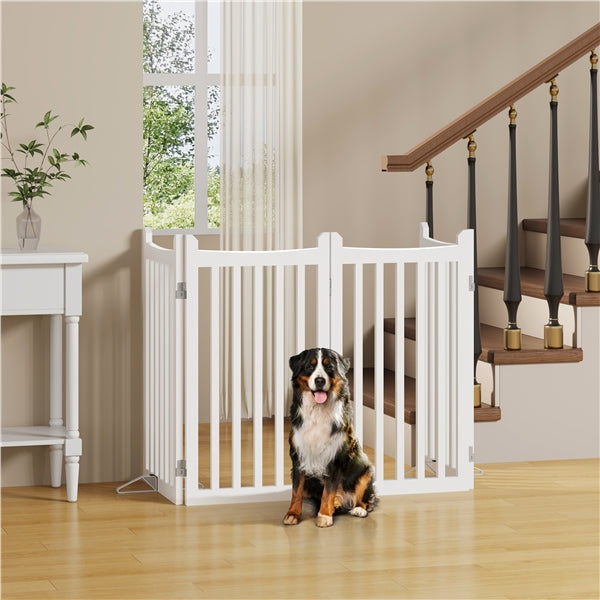 36″ Tall Freestanding Wooden Fence Four-Panel Pet Puppy Fence