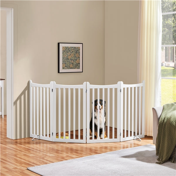 36″ Tall Freestanding Wooden Fence Four-Panel Pet Puppy Fence