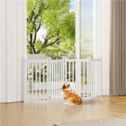 36″ Tall Freestanding Wooden Fence Four-Panel Pet Puppy Fence
