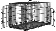 107 cm Dog Crate for w/ Divider Foldable Metal Wire Dog Cage Dog Kennel