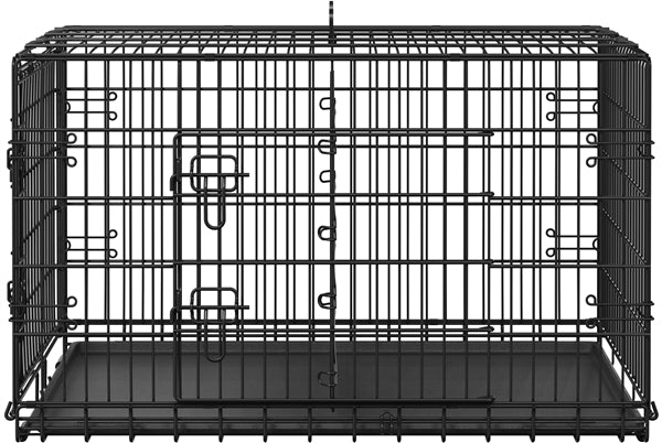 107 cm Dog Crate for w/ Divider Foldable Metal Wire Dog Cage Dog Kennel