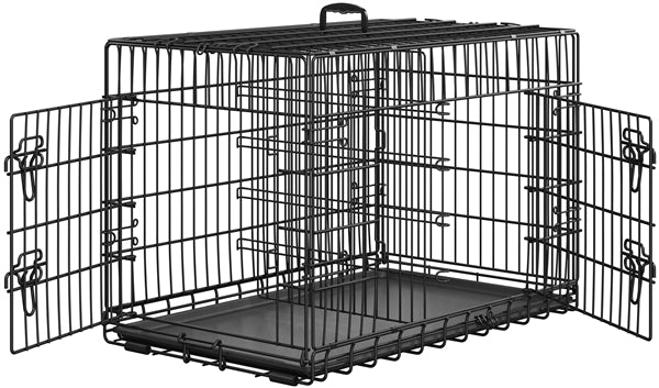 90 cm Dog Crate w/ Divider Foldable Metal Wire Dog Cage Kennel