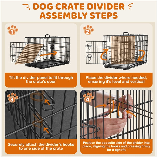 90 cm Dog Crate w/ Divider Foldable Metal Wire Dog Cage Kennel