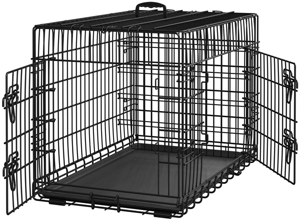 90 cm Dog Crate w/ Divider Foldable Metal Wire Dog Cage Kennel