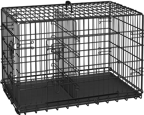90 cm Dog Crate w/ Divider Foldable Metal Wire Dog Cage Kennel