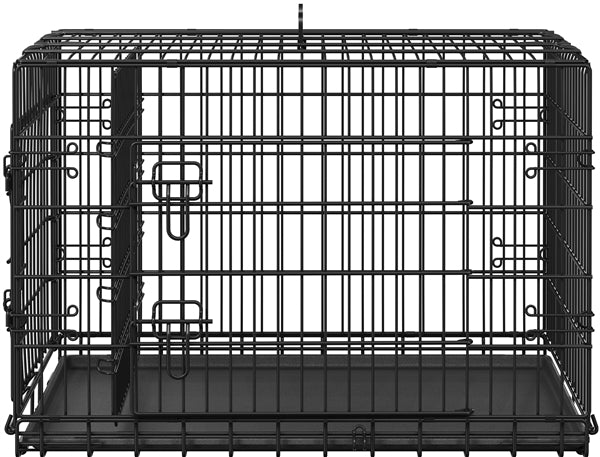 90 cm Dog Crate w/ Divider Foldable Metal Wire Dog Cage Kennel