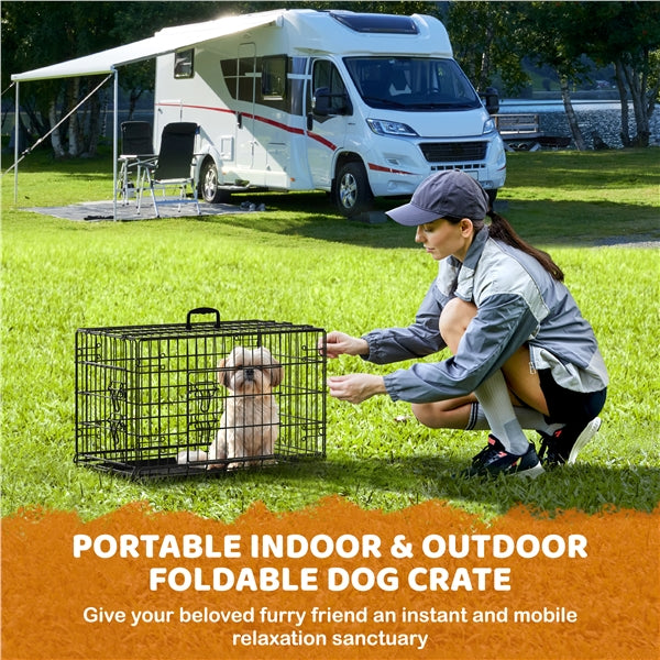 76 cm Dog Crate Foldable Metal Wire Dog Cage Pet Kennel